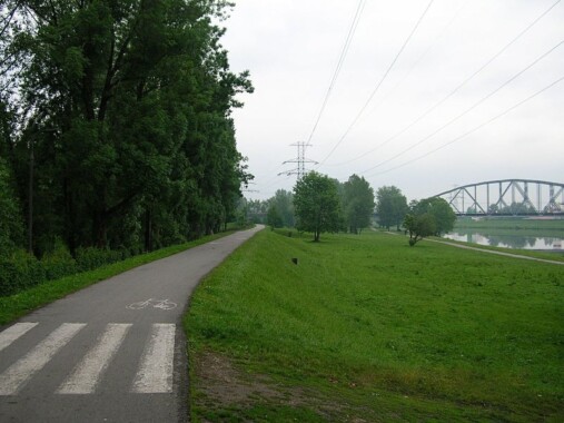 Droga rowerowa przy Bulwarach Wiślanych w Krakowie