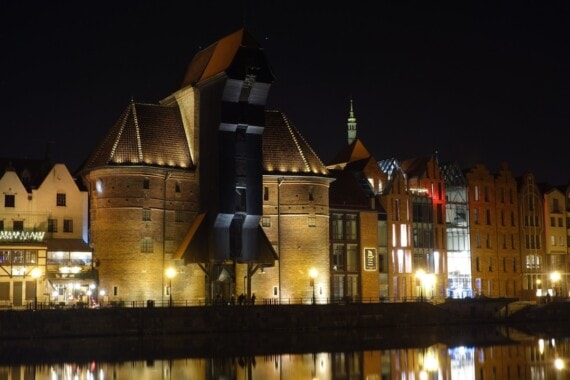 Gdańsk. Żuraw w nocy.