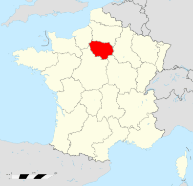Położenie Île-de-France na mapie Francji